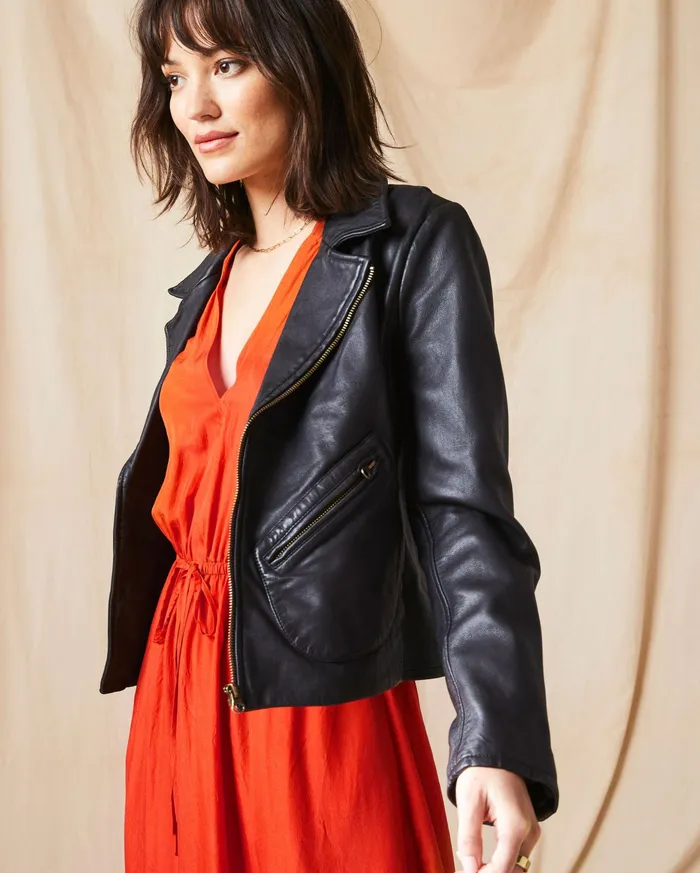 Women Classic Moto Black Billy Reid Jackets and Outerwear