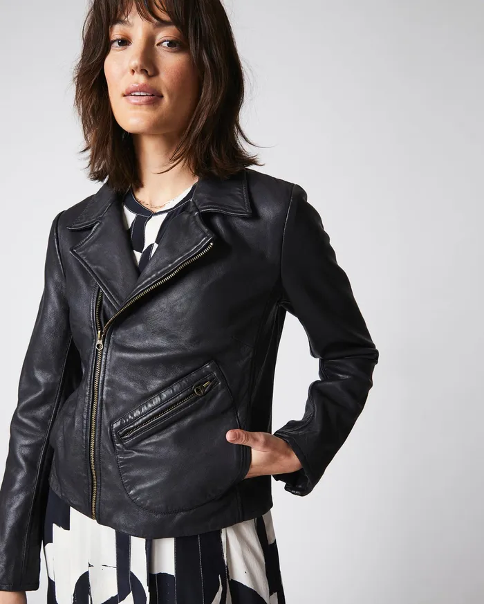 Women Classic Moto Black Billy Reid Jackets and Outerwear