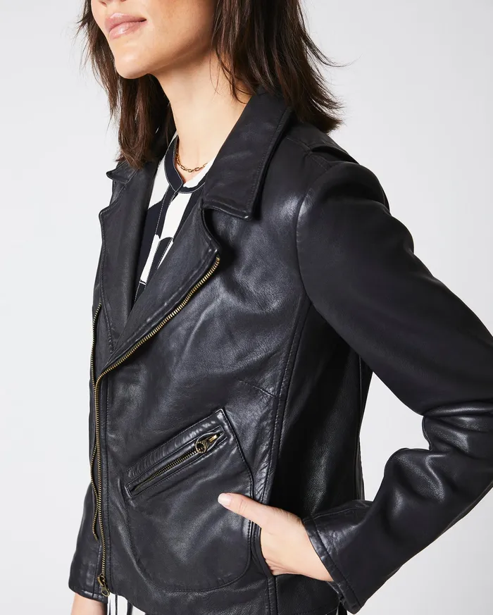 Women Classic Moto Black Billy Reid Jackets and Outerwear