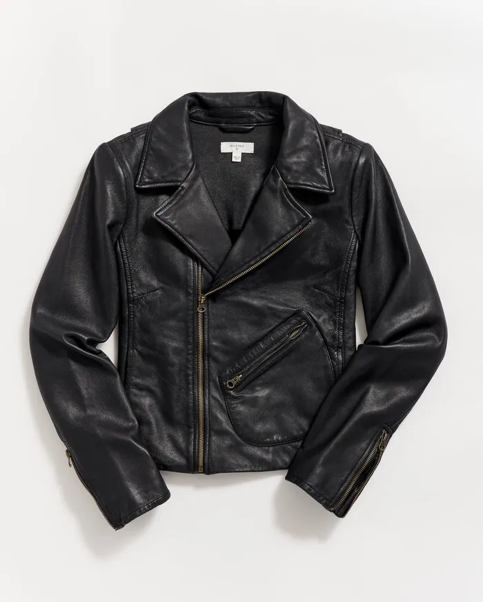 Women Classic Moto Black Billy Reid Jackets and Outerwear