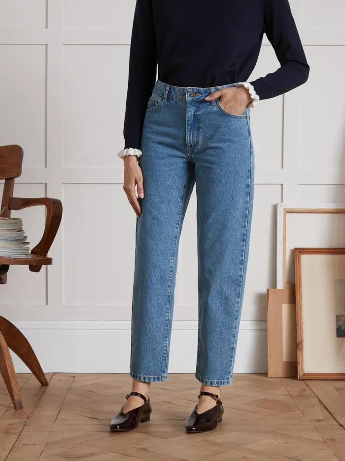 Women Clothing Cyrillus Claire Mom Organic Cotton Jeans With An EcoFriendly Wash Denim Stone