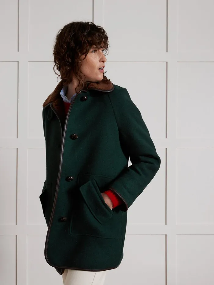 Women Clothing Cyrillus Coat With Trimmed Sherpa Lining Green