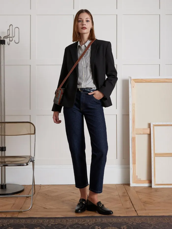 Women Clothing Cyrillus Flowing Stripe Shirt Rayure Bleuecru