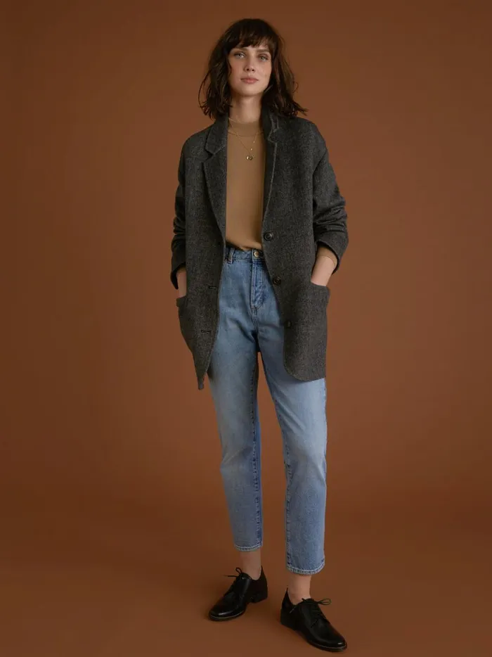 Women Clothing Cyrillus Herringbone Woollen Jacket