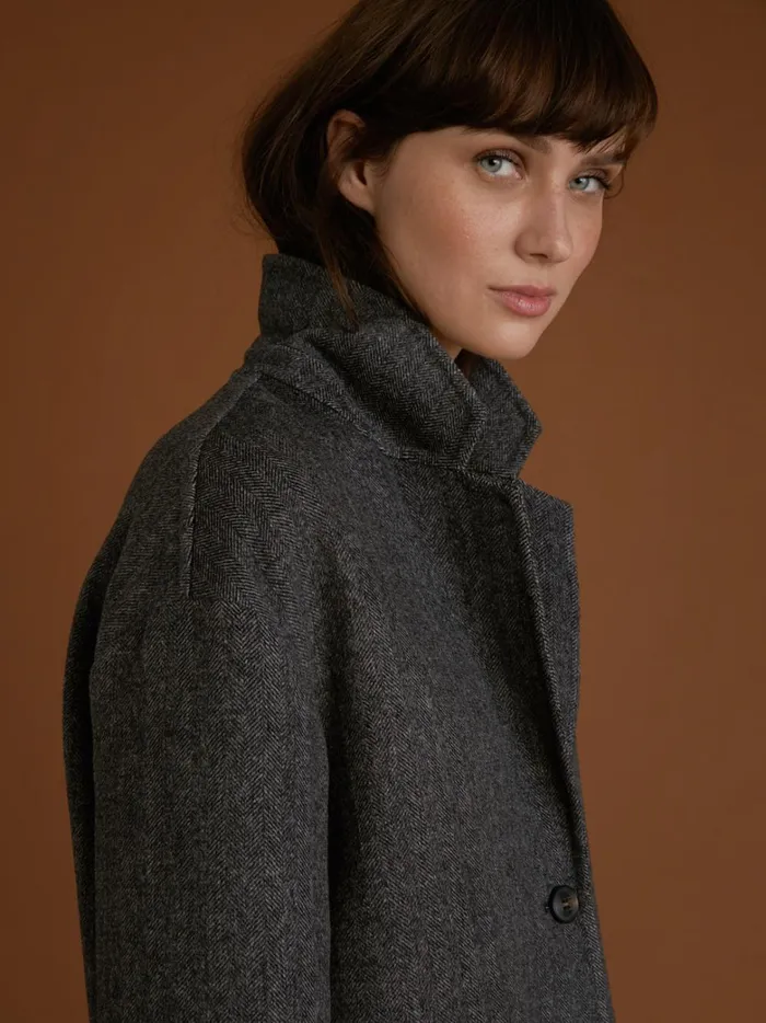 Women Clothing Cyrillus Herringbone Woollen Jacket