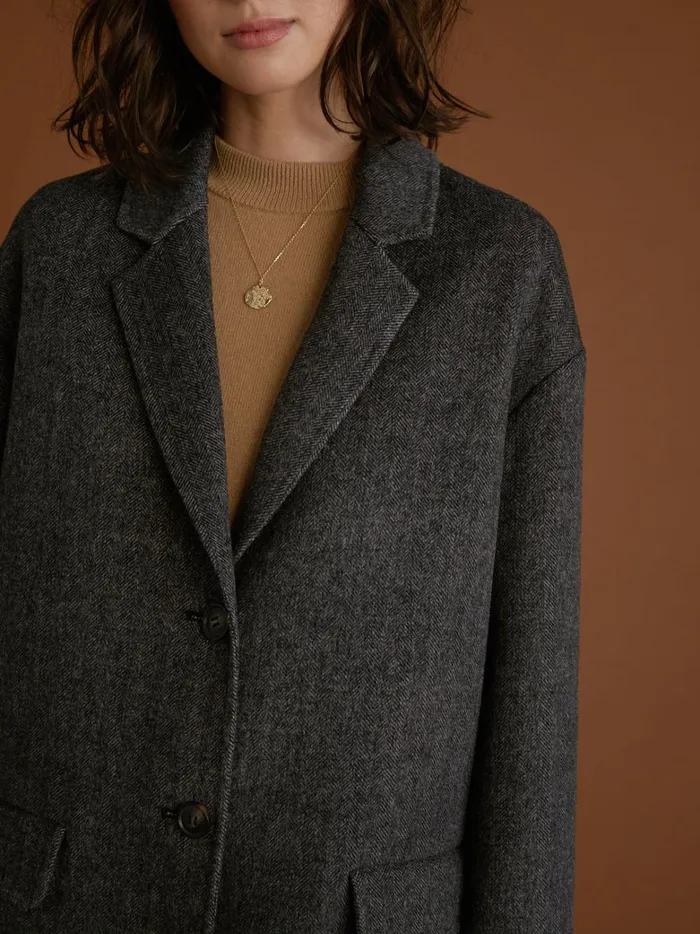 Women Clothing Cyrillus Herringbone Woollen Jacket