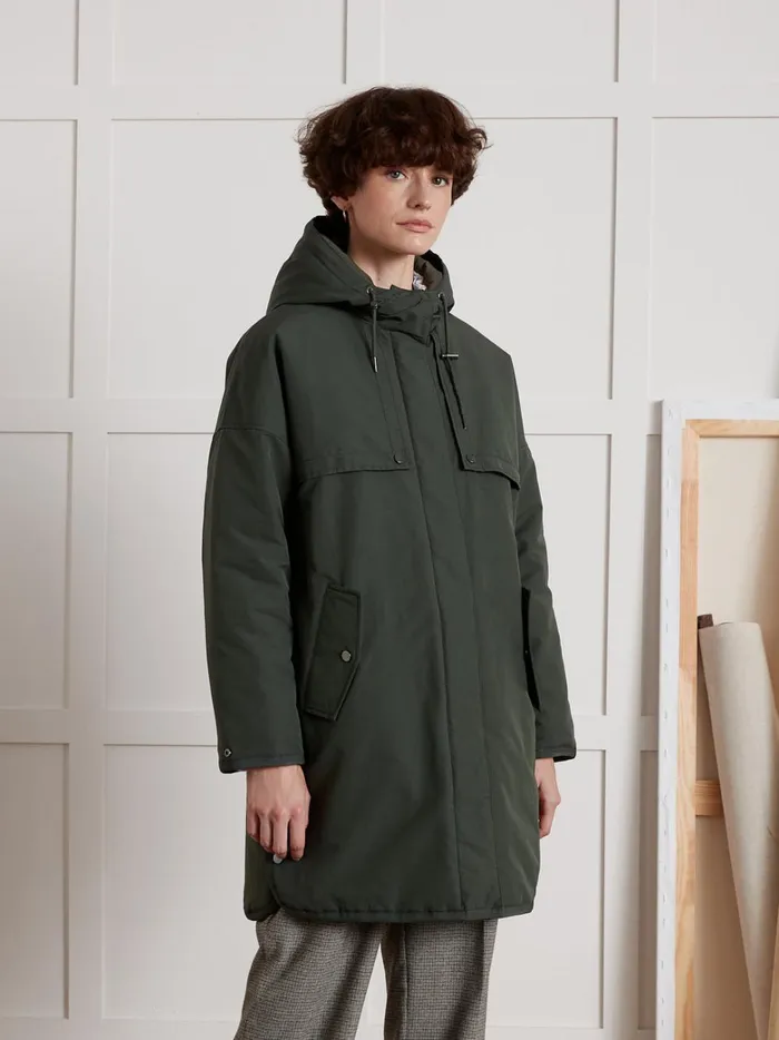 Women Clothing Cyrillus MidLength Oversize Parka Green