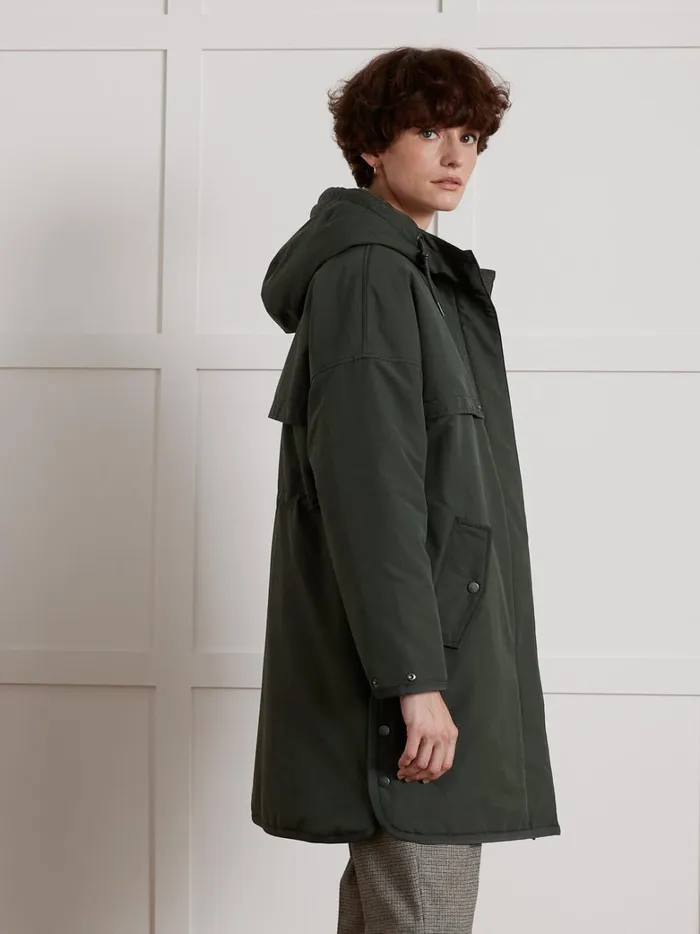 Women Clothing Cyrillus MidLength Oversize Parka Green