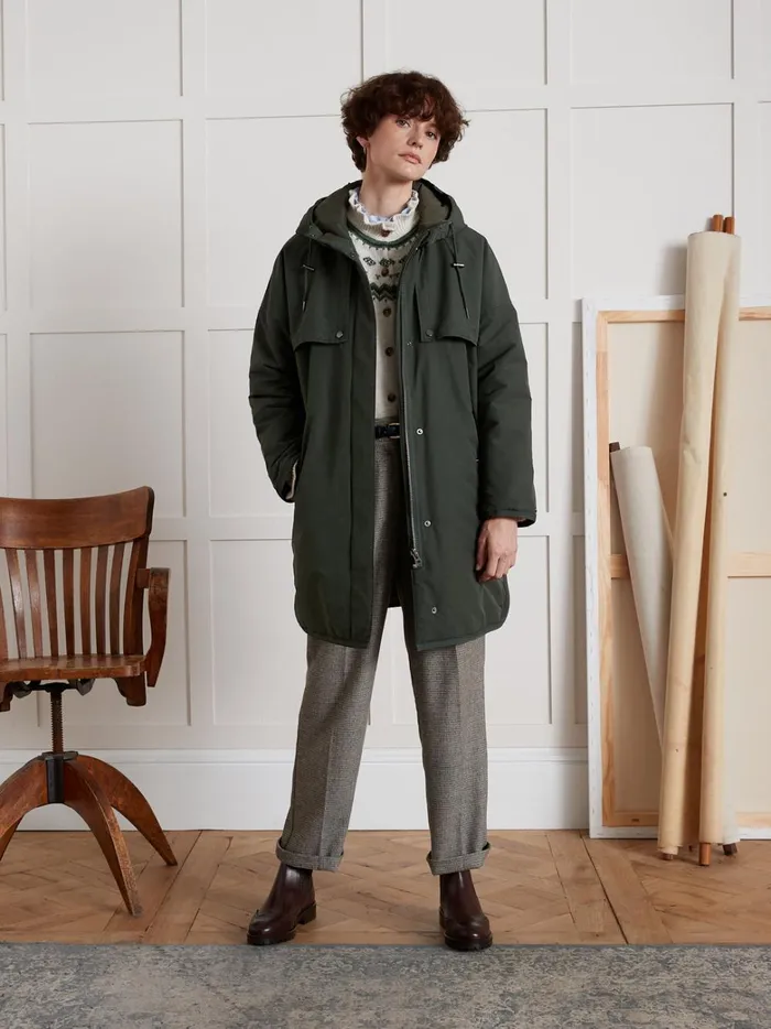 Women Clothing Cyrillus MidLength Oversize Parka Green