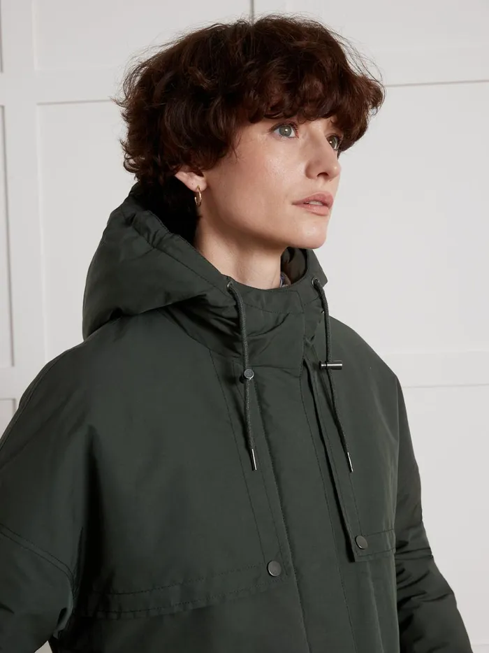 Women Clothing Cyrillus MidLength Oversize Parka Green