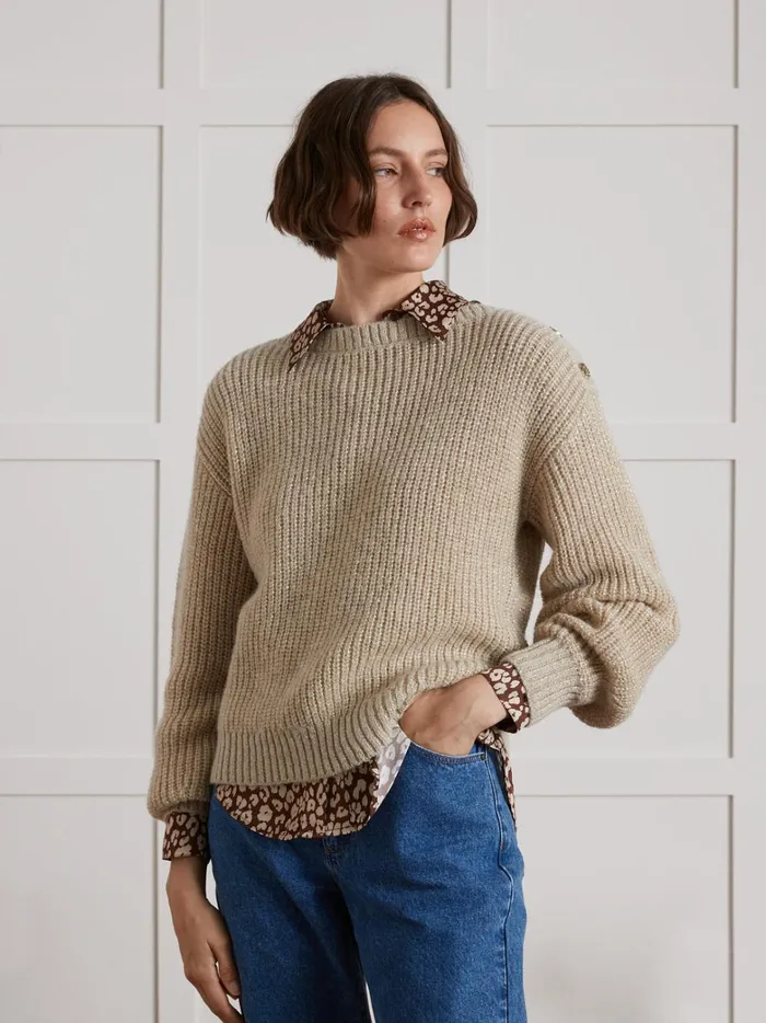 Women Clothing Cyrillus Shimmery Ribbed Knit Sweater Dore