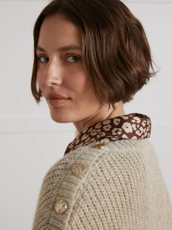 Women Clothing Cyrillus Shimmery Ribbed Knit Sweater Dore