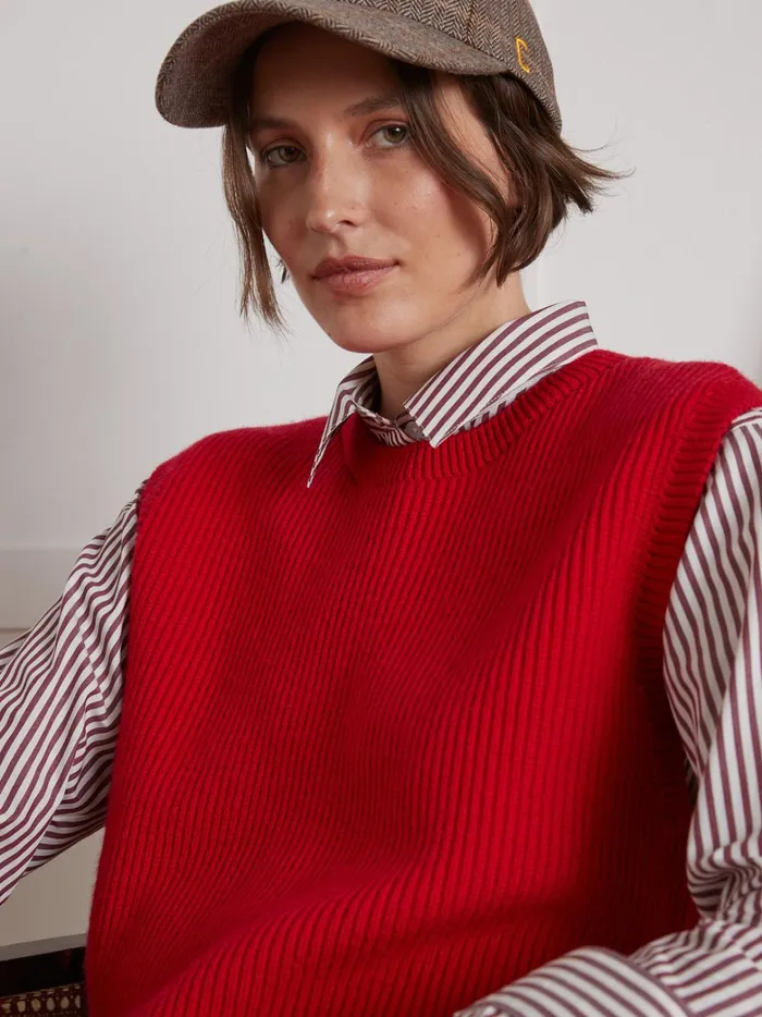 Women Clothing Cyrillus Sweater 8211 Les 3 Tricoteurs Rouge