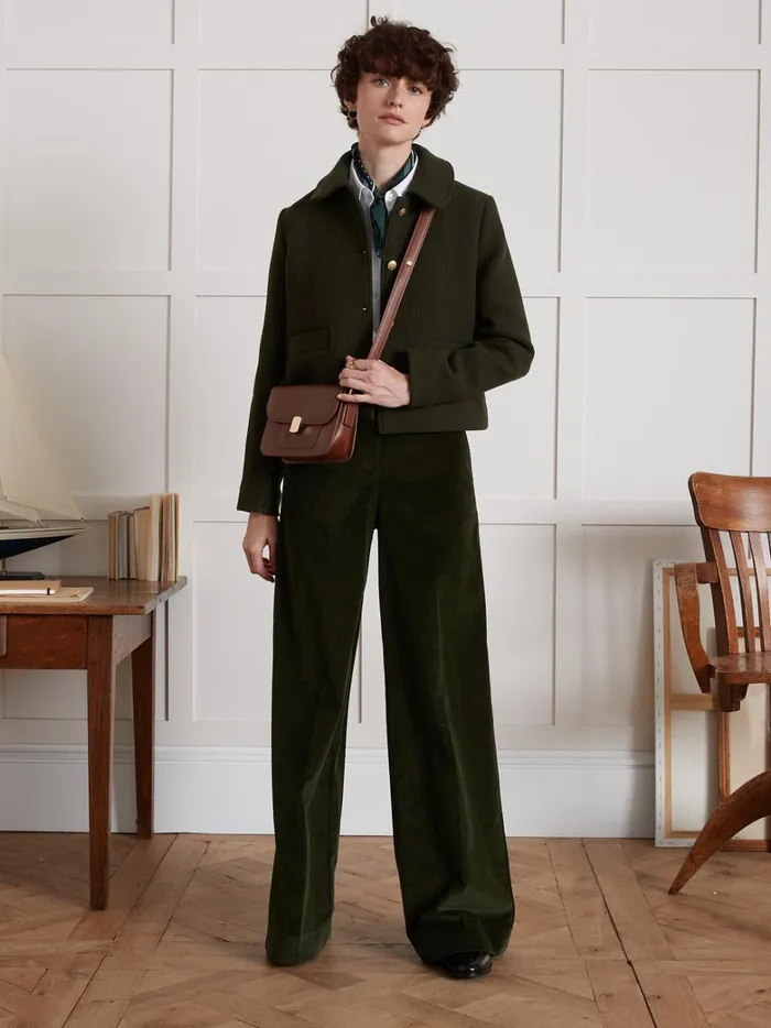 Women Clothing Cyrillus Wool Cloth Jacket With Round Neckline