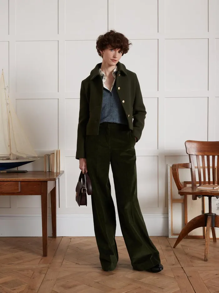 Women Clothing Cyrillus Wool Cloth Jacket With Round Neckline
