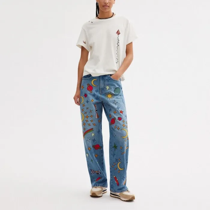 Women Coach X Observed By Us 90039s Fit Denim Jeans Blue Multi Coach Bottoms