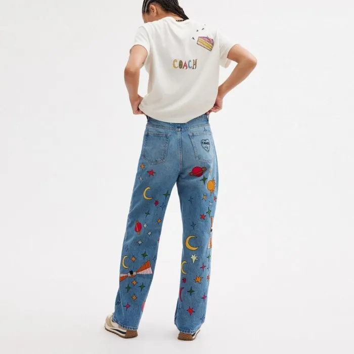 Women Coach X Observed By Us 90039s Fit Denim Jeans Blue Multi Coach Bottoms