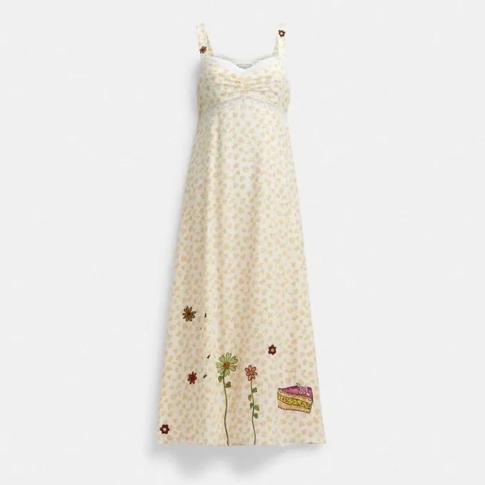 Women Coach X Observed By Us Floral Dress Ivoryorange Rose Multi Coach Dresses
