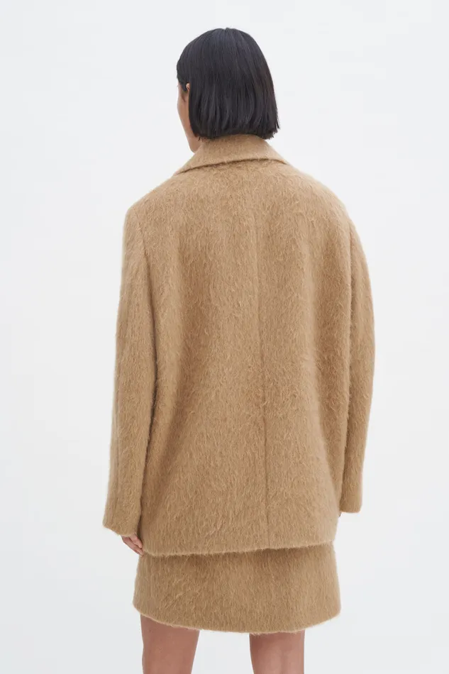 Women Coats and Jackets filippak Hairy Wool Blend Jacket Dark Beige Women Coats and Jackets filippak Hairy Wool Blend Jacket Dark Beige