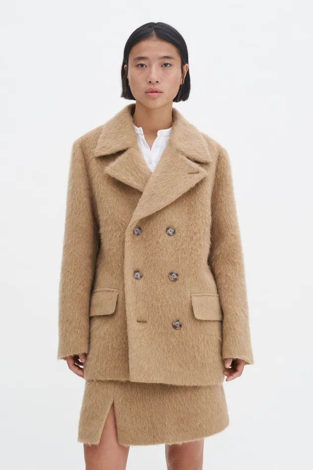 Women Coats and Jackets filippak Hairy Wool Blend Jacket Dark Beige Women Coats and Jackets filippak Hairy Wool Blend Jacket Dark Beige