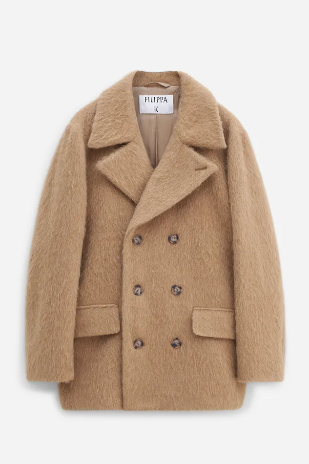 Women Coats and Jackets filippak Hairy Wool Blend Jacket Dark Beige Women Coats and Jackets filippak Hairy Wool Blend Jacket Dark Beige