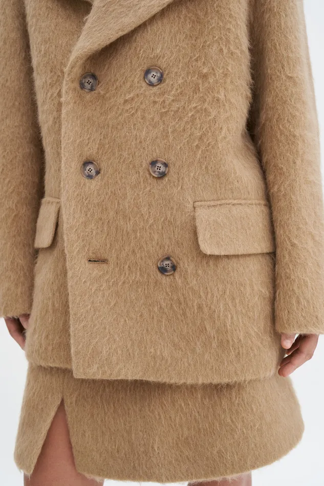 Women Coats and Jackets filippak Hairy Wool Blend Jacket Dark Beige Women Coats and Jackets filippak Hairy Wool Blend Jacket Dark Beige