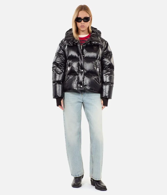 Women Coats and Jackets THE KOOPLES Black Down Jacket With Detachable Sleeves
