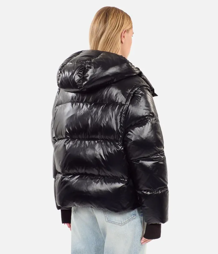 Women Coats and Jackets THE KOOPLES Black Down Jacket With Detachable Sleeves Women Coats and Jackets THE KOOPLES Black Down Jacket With Detachable Sleeves