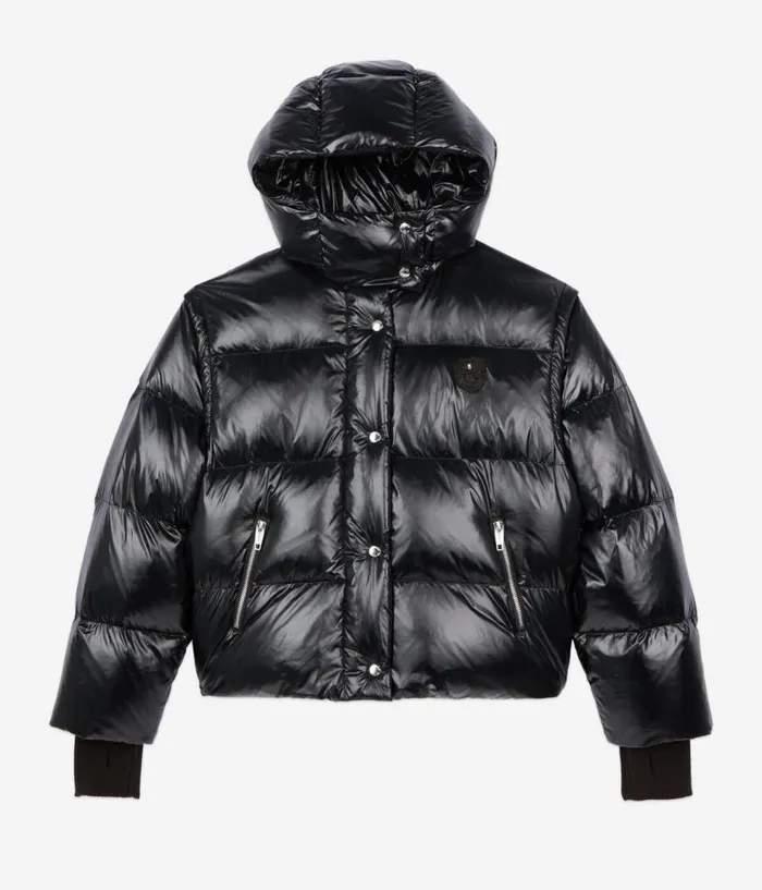 Women Coats and Jackets THE KOOPLES Black Down Jacket With Detachable Sleeves Women Coats and Jackets THE KOOPLES Black Down Jacket With Detachable Sleeves