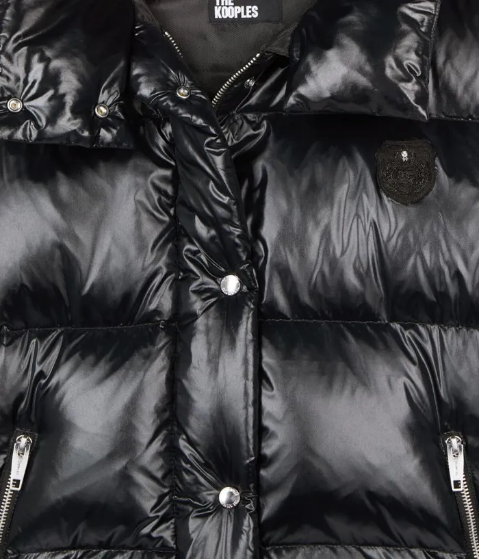 Women Coats and Jackets THE KOOPLES Black Down Jacket With Detachable Sleeves Women Coats and Jackets THE KOOPLES Black Down Jacket With Detachable Sleeves
