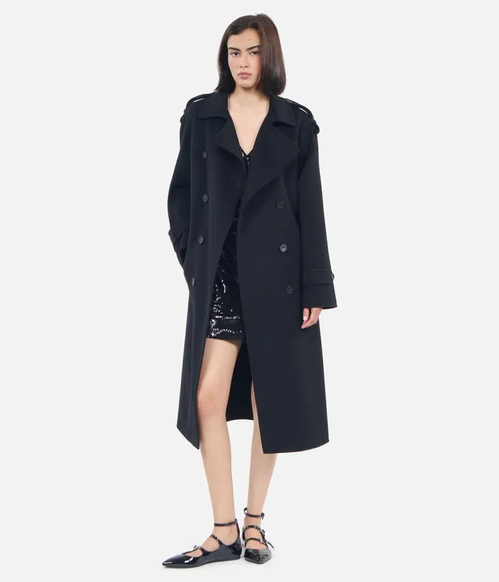 Women Coats and Jackets THE KOOPLES Black Trench Style Coat