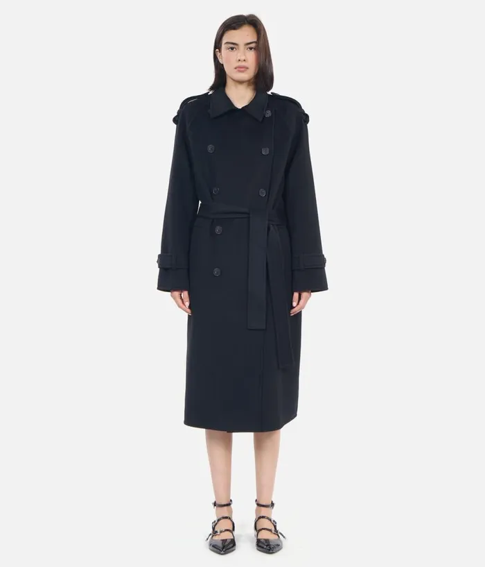 Women Coats and Jackets THE KOOPLES Black Trench Style Coat