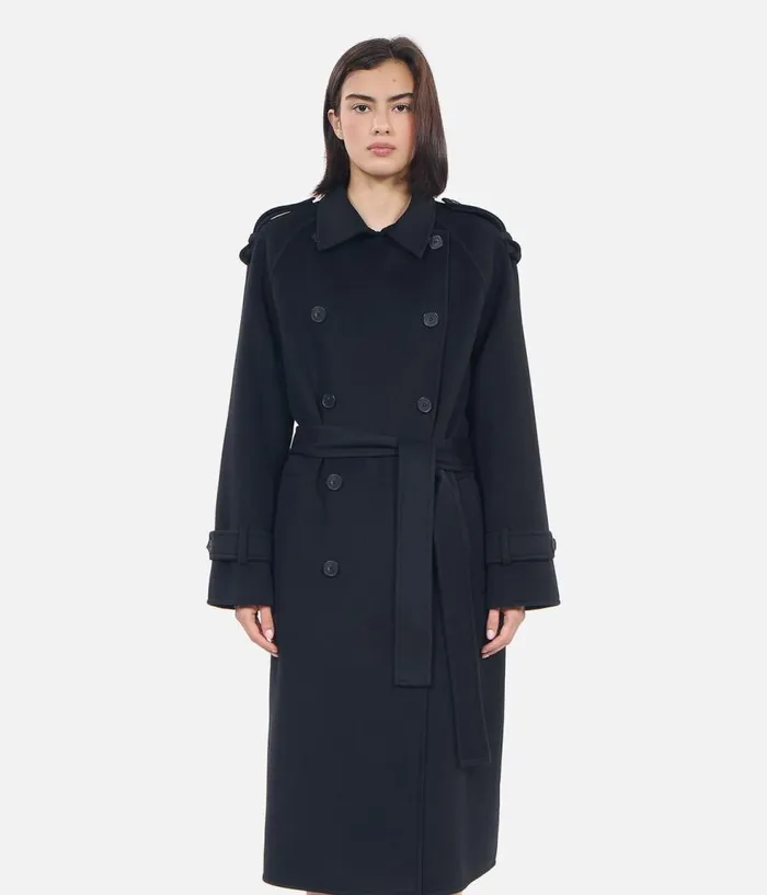 Women Coats and Jackets THE KOOPLES Black Trench Style Coat