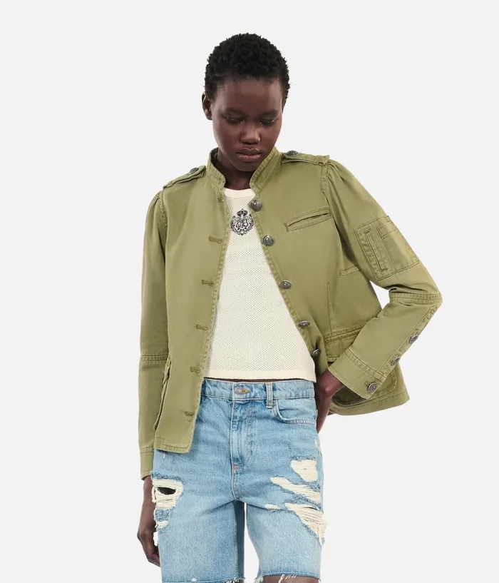 Women Coats and Jackets THE KOOPLES Khaki Officer Style Jacket Women Coats and Jackets THE KOOPLES Khaki Officer Style Jacket