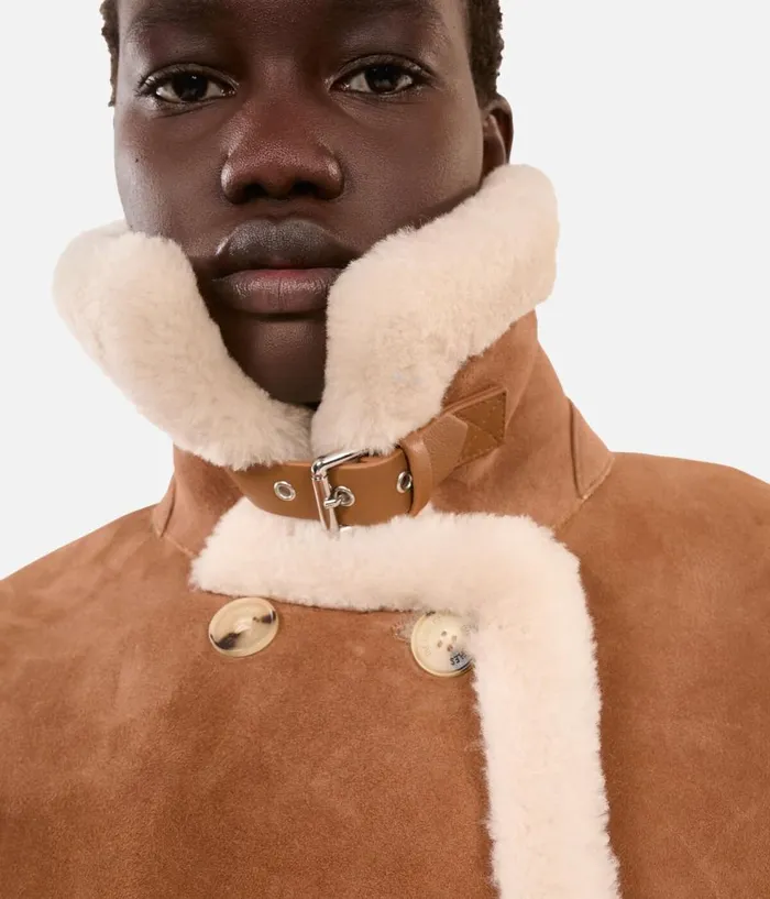 Women Coats and Jackets THE KOOPLES Short Brown Shearling Coat