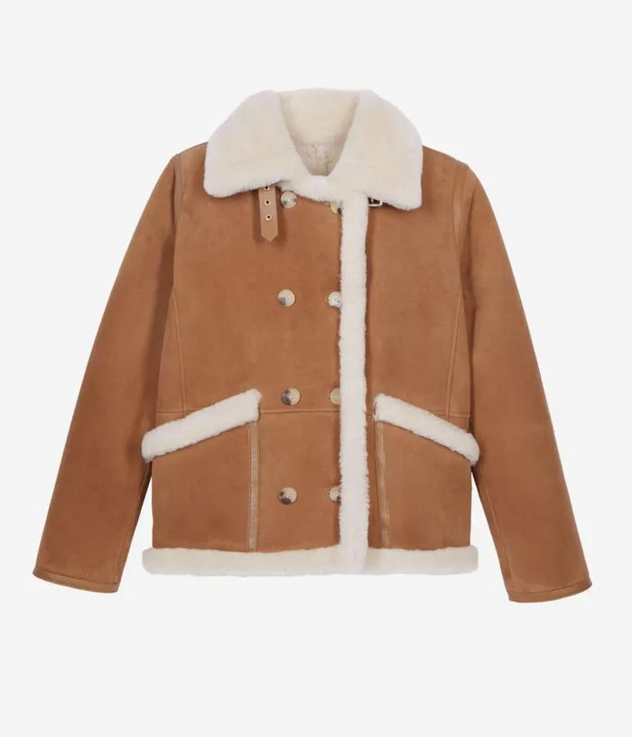 Women Coats and Jackets THE KOOPLES Short Brown Shearling Coat
