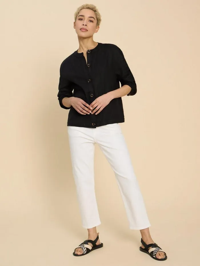 Women COATS and JACKETS White Stuff Adele Linen Jacket Pure Black