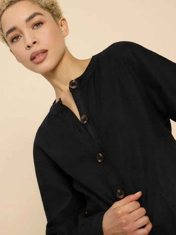 Women COATS and JACKETS White Stuff Adele Linen Jacket Pure Black