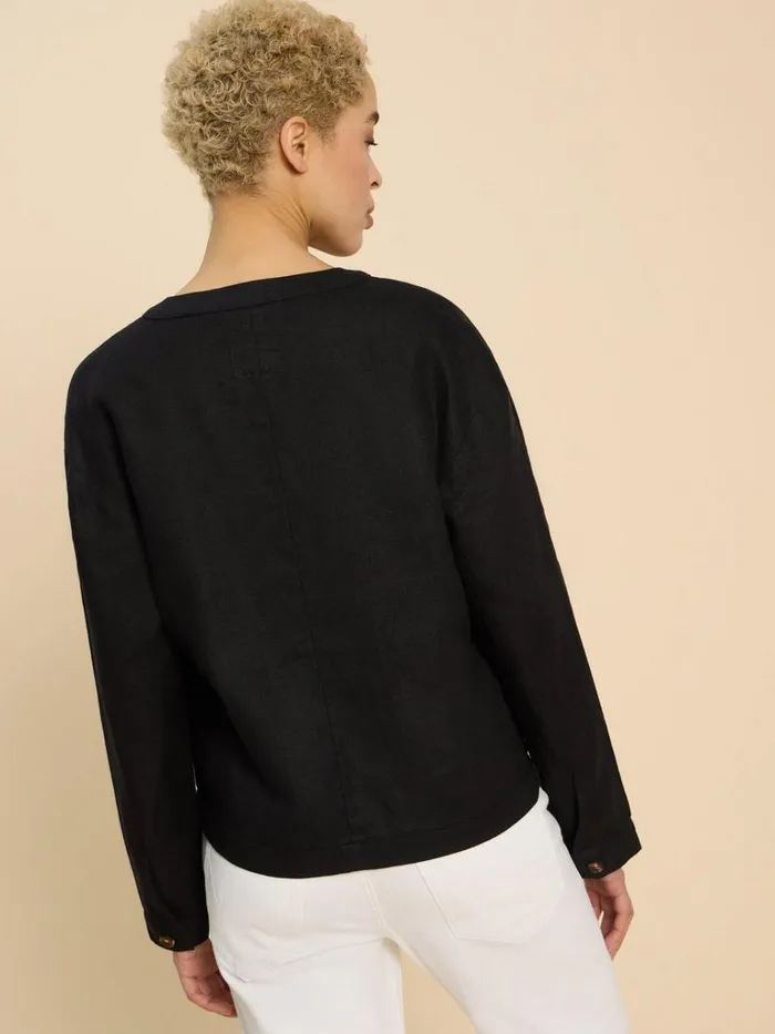 Women COATS and JACKETS White Stuff Adele Linen Jacket Pure Black