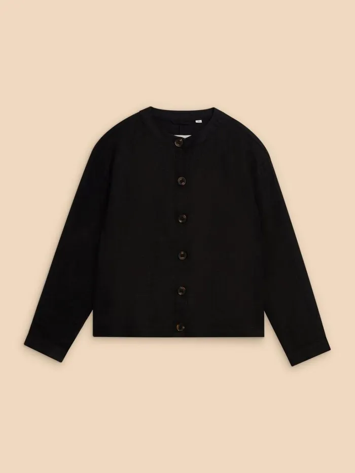 Women COATS and JACKETS White Stuff Adele Linen Jacket Pure Black