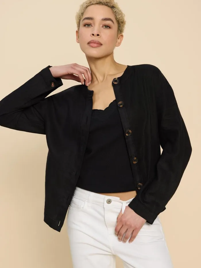 Women COATS and JACKETS White Stuff Adele Linen Jacket Pure Black