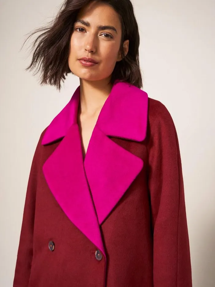 Women COATS and JACKETS White Stuff Adeline Colour Block Coat Plum Multi