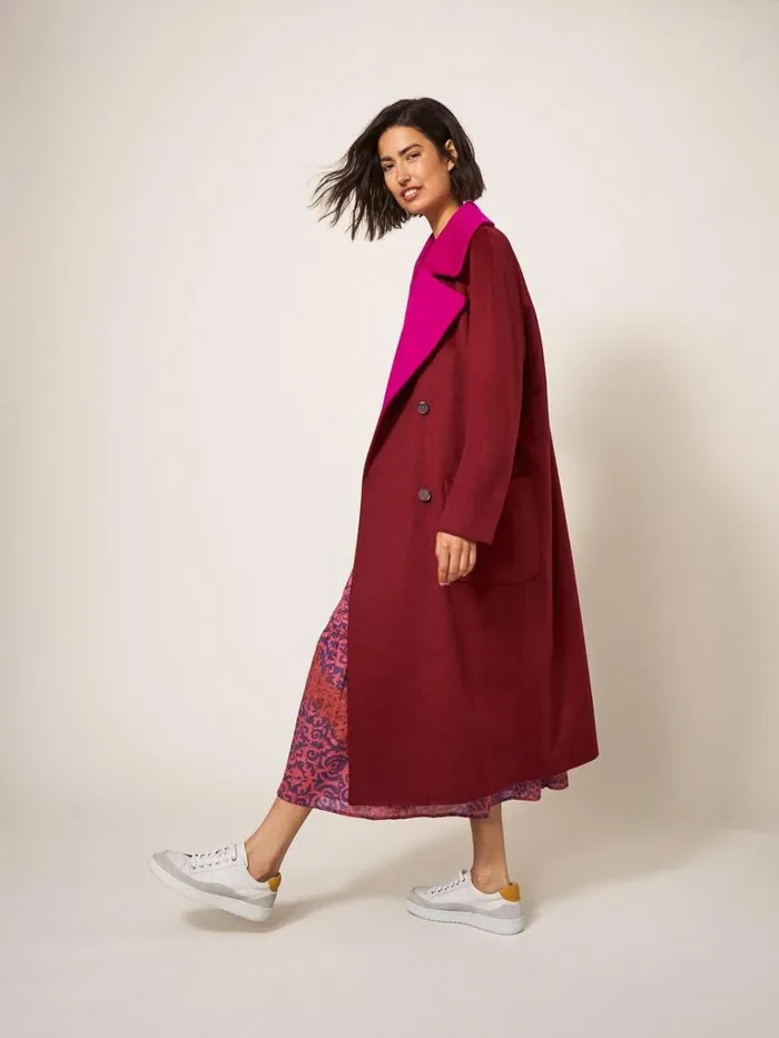 Women COATS and JACKETS White Stuff Adeline Colour Block Coat Plum Multi Women COATS and JACKETS White Stuff Adeline Colour Block Coat Plum Multi