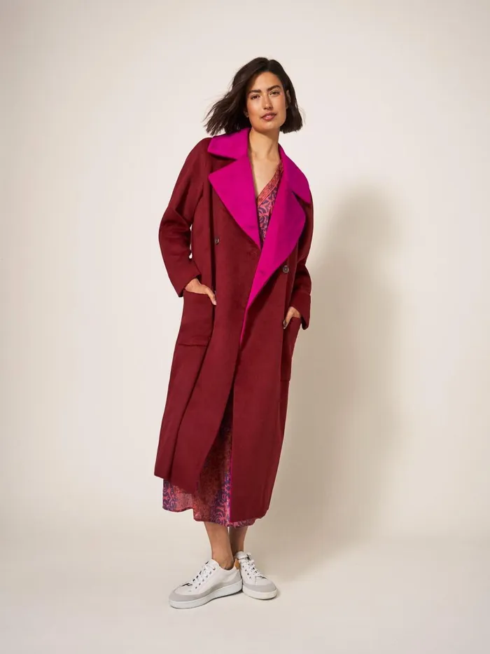 Women COATS and JACKETS White Stuff Adeline Colour Block Coat Plum Multi Women COATS and JACKETS White Stuff Adeline Colour Block Coat Plum Multi
