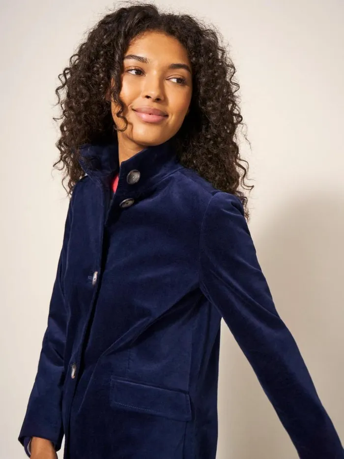 Women COATS and JACKETS White Stuff Karla Smart Velvet Coat Dark Navy