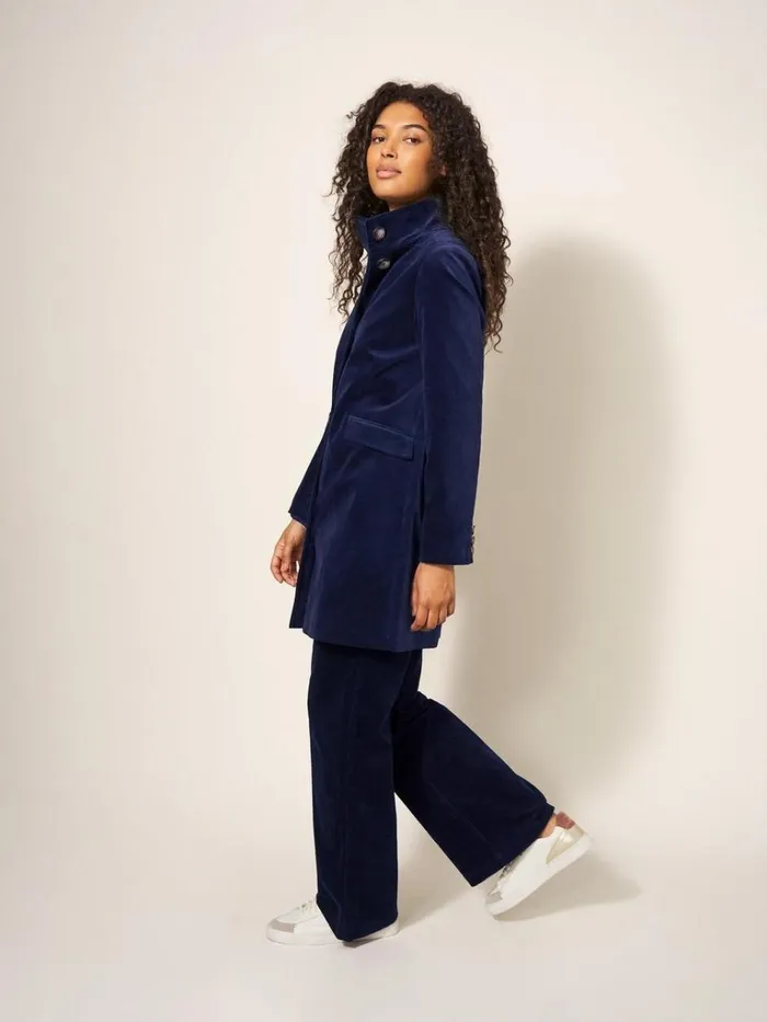 Women COATS and JACKETS White Stuff Karla Smart Velvet Coat Dark Navy Women COATS and JACKETS White Stuff Karla Smart Velvet Coat Dark Navy