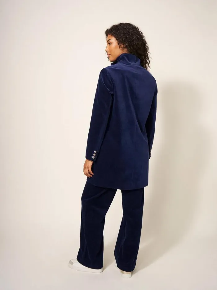 Women COATS and JACKETS White Stuff Karla Smart Velvet Coat Dark Navy Women COATS and JACKETS White Stuff Karla Smart Velvet Coat Dark Navy