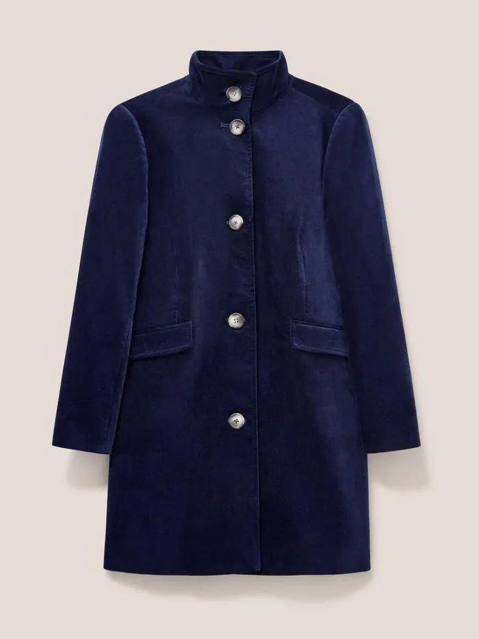 Women COATS and JACKETS White Stuff Karla Smart Velvet Coat Dark Navy Women COATS and JACKETS White Stuff Karla Smart Velvet Coat Dark Navy