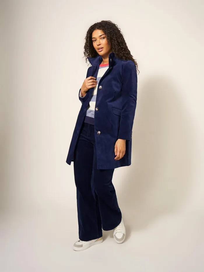Women COATS and JACKETS White Stuff Karla Smart Velvet Coat Dark Navy Women COATS and JACKETS White Stuff Karla Smart Velvet Coat Dark Navy