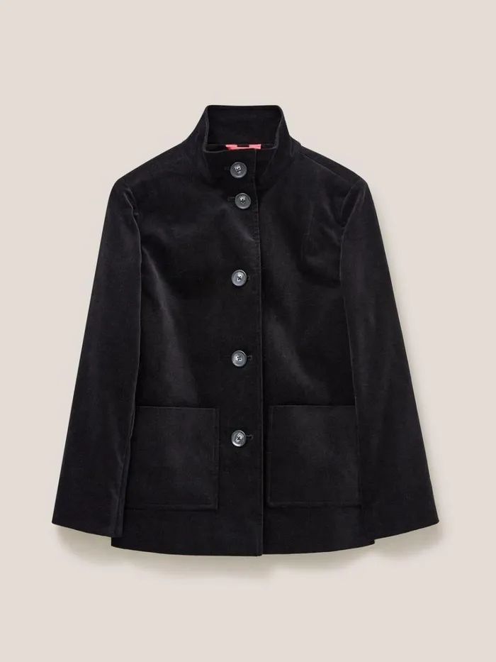 Women COATS and JACKETS White Stuff Karla Velvet Peacoat Pure Black Women COATS and JACKETS White Stuff Karla Velvet Peacoat Pure Black
